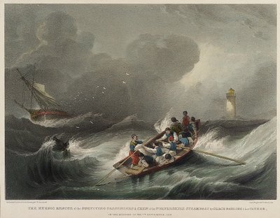 Die heldenhafte Rettung der Passagiere und Besatzung des Dampfschiffs Forfarshire durch Grace Darling und ihren Vater am Morgen des 7. September von John Wilson Carmichael