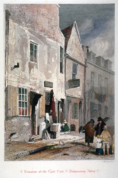 Ansicht des Osttors der Überreste der Abtei St. Saviour, Bermondsey, London, 1851 von John Wykeham Archer