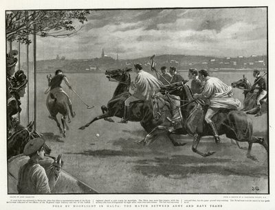 Polo bei Mondschein in Malta, das Spiel zwischen Armee- und Marine-Teams von John after Charlton