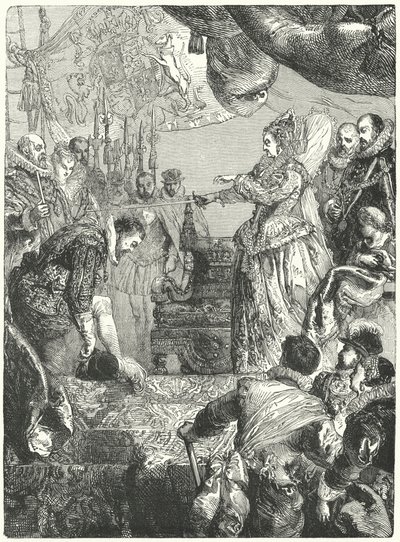 Sir Francis Drake erhält seinen Ritterschlag von Königin Elizabeth I., 1581 von John after Gilbert