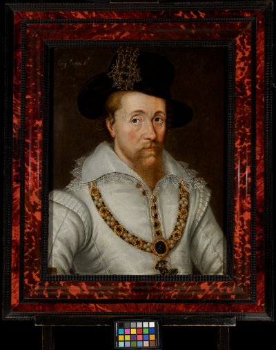 James I & VI (1556-1625) von John de the Elder (studio of) Critz