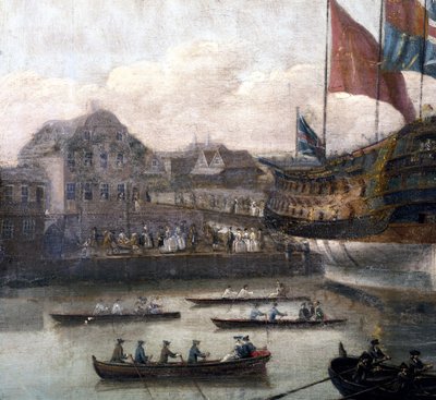 Start im Dockyard von Deptford, ca. 1750 (Detail) von John the Elder Cleveley