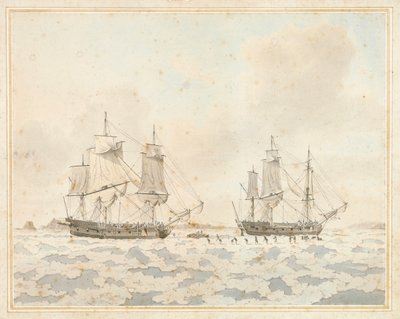 Die britischen Schiffe Racehorse und Carcass, im Eis während einer Arktisexpedition gefangen, 31. Juli von John the Younger Cleveley