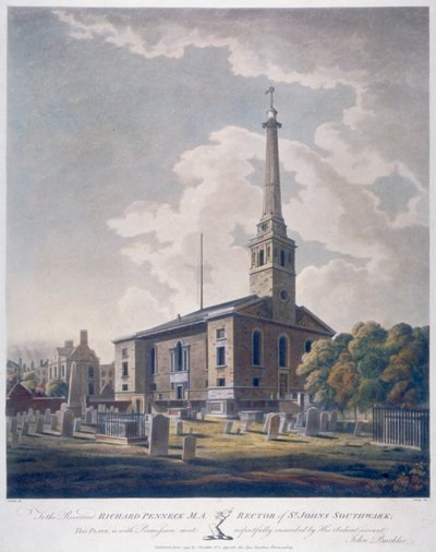 Ansicht der Kirche St. John Horsleydown, Bermondsey, London, 1799 von John william Edy