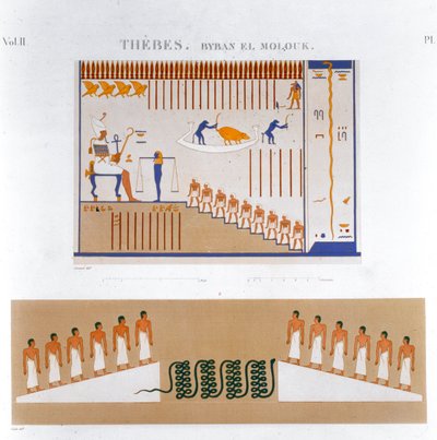 Illustrationen von Fresken aus Byban el Molouk, Theben, Ägypten von Jomard