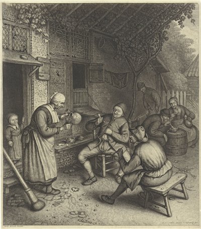 Bauern auf der Terrasse vor einem Gasthaus von Jonas Suyderhoef
