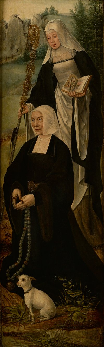 Heilige Monika und ein Spender, ein Flügel eines Altarstücks von Joos van (follower of) Cleve