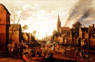 Soldaten plündern ein Dorf von Joost Cornelisz. Droochsloot