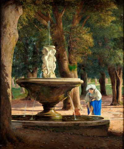 Szene aus dem Garten der Villa Borghese in Rom, ca. 1839 von Jorgen Roed
