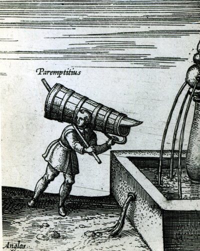 Ein Lehrling holt Wasser von einem Brunnen (Detail) von Joris Hoefnagel