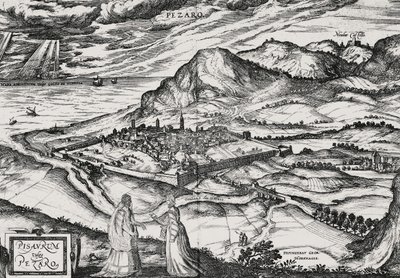 Stadt Pesaro, Gravur von Joris Hoefnagel (1542-1601) von Joris Hoefnagel