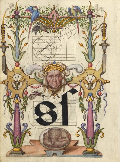 Anleitung zum Konstruieren des Buchstabens s von Joris Hoefnagel