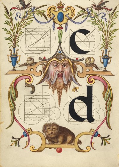 Anleitung zum Konstruieren der Buchstaben c und d von Joris Hoefnagel