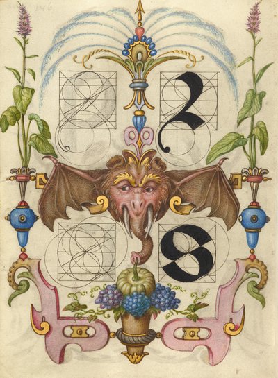 Anleitung zum Konstruieren der Buchstaben r und s von Joris Hoefnagel