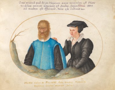 Tafel 1: Pedro González (Petrus Gonsalvus) und seine Frau Catherine von Joris Hoefnagel