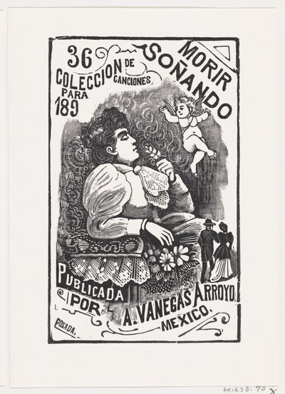 Profil einer Frau, die in einem Stuhl sitzt, den Kopf zurücklehnt und eine Blume hält, ca. 1890 von José Guadalupe Posada