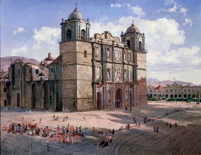 Ansicht der Kathedrale von Oaxaca, Mexiko von José María Velasco