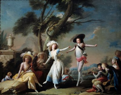 Paare in einem Park. Gemälde von Jose Camaron Y Boronat (1730-1803). von Jose Camaron