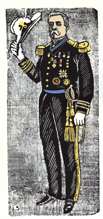 Die Mexikanische Revolution (1910-1920): Porfirio Diaz (1828-1915), Präsident der Republik Mexiko. Holzschnitt von Jose Guadalupe Posada (1852-1913) von José Guadalupe Posada