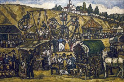 GUTIERREZ SOLANA, Jose (1886-1945). Fest auf der Wiese von San Isidro in Madrid. 1933. Öl auf Leinwand. Private Sammlung von Jose Gutierrez Solana