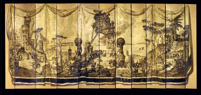 Vision Mediterranea, elfblättriger Bildschirm, ca. 1925 von Jose Maria Sert y Badia