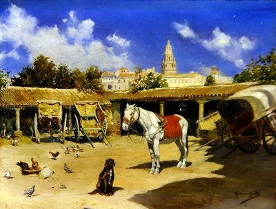 Ein Innenhof in Murcia mit Kathedralenturm von Jose Marin Baldo