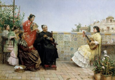 Besuch des Priesters, 19. Jahrhundert von Jose Rico y Cejudo