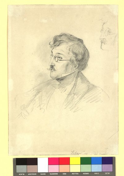 Studie (Detail) zum Gemälde "Die Schachpartie" von Josef Danhauser