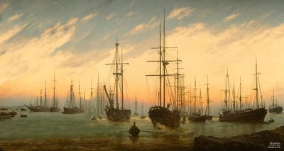 JJM rekreiert Friedrich-C-D: Ansicht eines Hafens (Panorama) von Josef Johann Michel