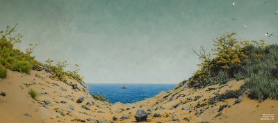JJM rekreiert Friedrich-C-D: Blick durch eine Ufersenke (Panorama) von Josef Johann Michel