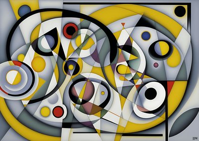 Abstrakt: Silber-Gelbe Kreise 3 von Josef Johann Michel