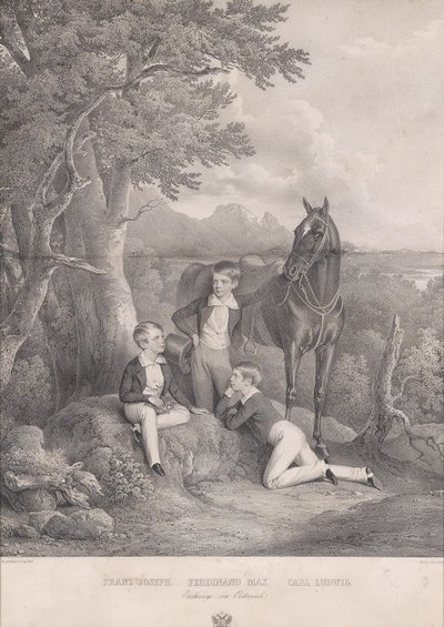 Die Erzherzöge Franz Joseph - Ferdinand Max - Carl Ludwig 1844 von Josef Kriehuber