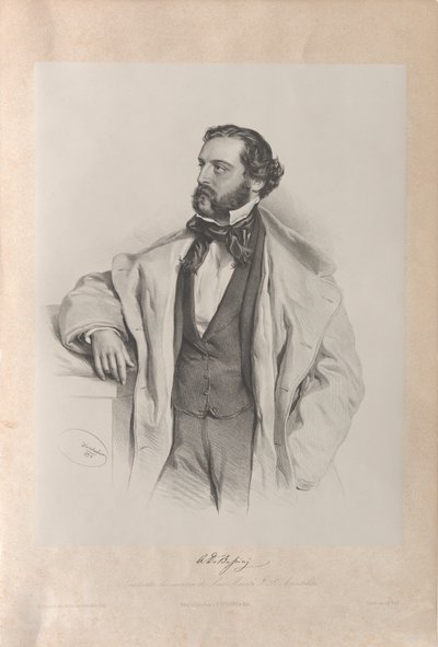 Porträt des Opernsängers Achille De Bassini von Josef Kriehuber