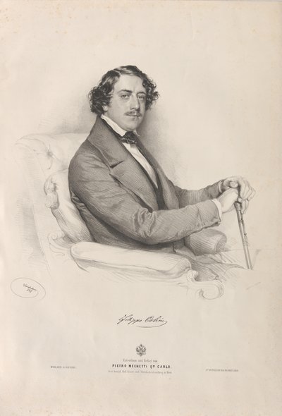 Porträt des Opernsängers Filippo Colini 1811-1863, 1847 von Josef Kriehuber