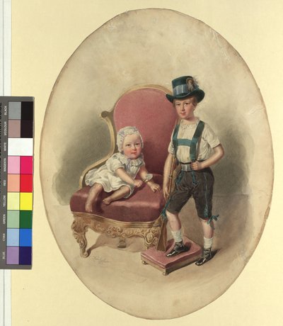 Zwei Kinder, wahrscheinlich aus dem Kaiserhaus von Josef Kriehuber