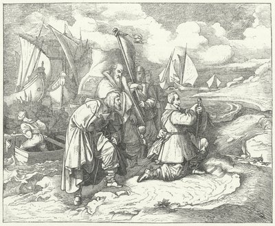 Gustav II. Adolf von Schweden landet in Deutschland, um in den Dreißigjährigen Krieg einzutreten von Josef Mathias (after) Trenkwald