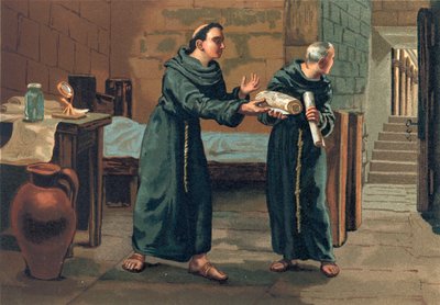 Roger Bacon sendet sein Magnum Opus an den Papst von Josep or Jose Planella Coromina