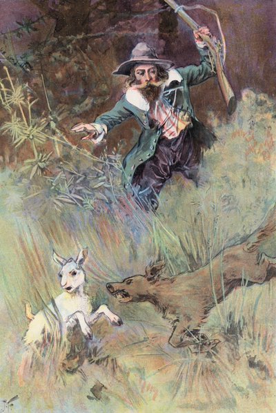 Robinson Crusoe: Mein Hund überraschte ein junges Zicklein von Joseph (after) Finnemore