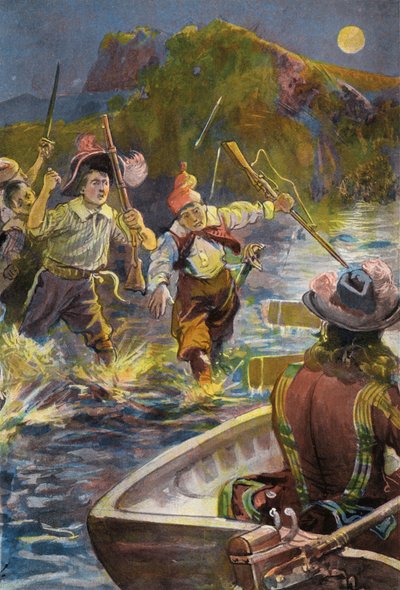 Robinson Crusoe: Unsere Männer stürmen zu den Booten von Joseph (after) Finnemore