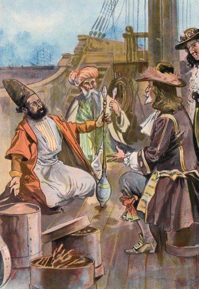 Robinson Crusoe: Wir verkaufen unsere Gewürze an persische Händler von Joseph (after) Finnemore