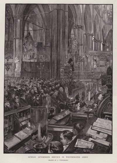 Sonntagnachmittagsgottesdienst in der Westminster Abbey, London von Joseph (after) Finnemore