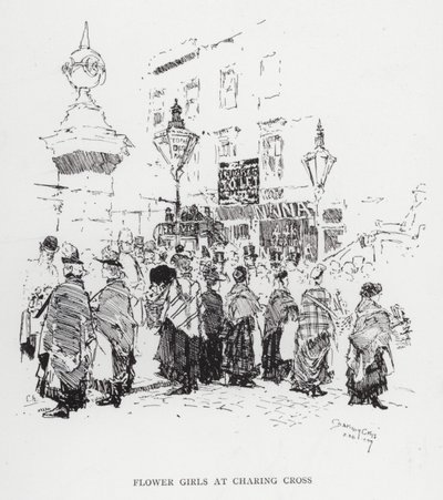 Blumenmädchen am Charing Cross von Joseph (after) Pennell