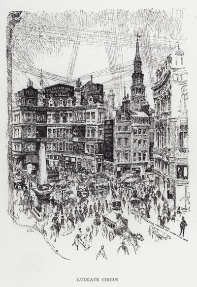 Ludgate Circus von Joseph (after) Pennell