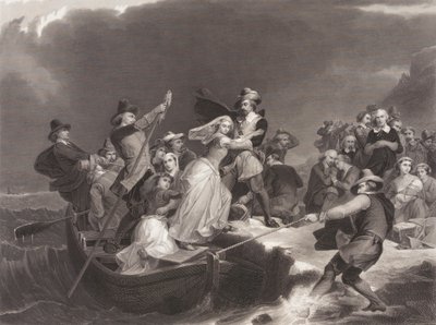 Die Pilger landen 1620 am Plymouth Rock von Joseph Andrews