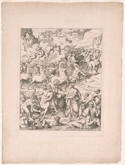 Dante überquert auf dem Rücken des Kentauren Nessus den Blutstrom der Tyrannen und Mörder von Joseph Anton Koch
