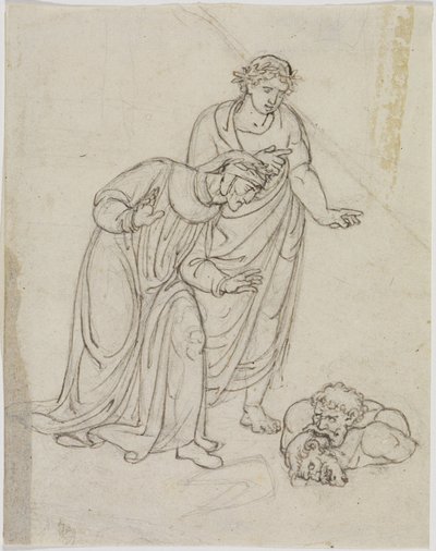 Die Vaterlandsverräter im Eis, Graf Ugolino und Erzbischof Ruggieri, sich gegenseitig zerfleischend (Dantes Inferno, Gesang 33, V. 109) von Joseph Anton Koch