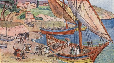 Sarazenen plündern an den Ufern des Mittelmeers von Joseph Beuzon