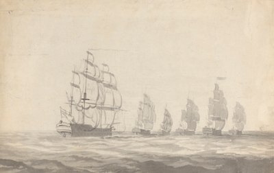 Sechs Schlachtschiffe bei schwerer See von Joseph Cartwright