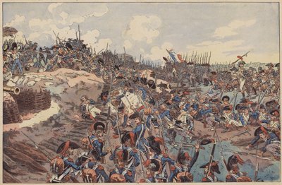 Schlacht von Jemappes, Französische Revolutionskriege, 6. November 1792 (Farblithografie) von Joseph Charles (after) Beuzon