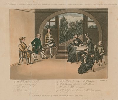 Mr. Richardson liest das Manuskript von Charles Grandison im Jahr 1751 von Joseph Constantine Stadler